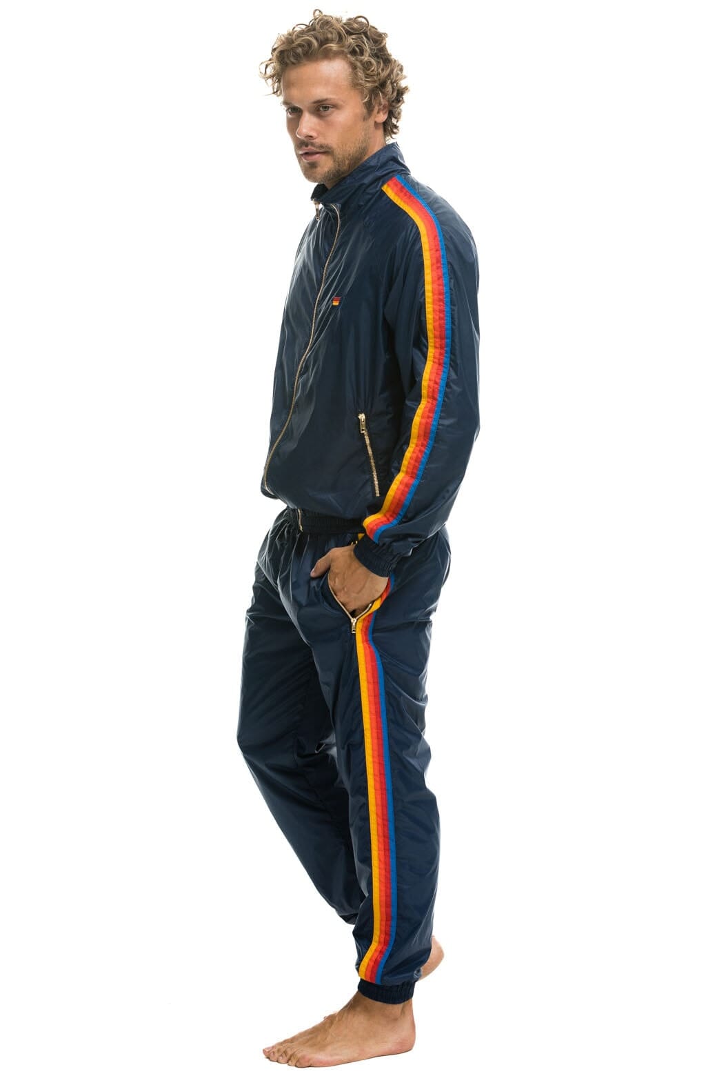 Classic MENS 4 STRIPE WINDBREAKER - NAVY