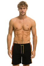 Classic MENS 5 STRIPE FLEX SHORTS 7 INCH - BLACK