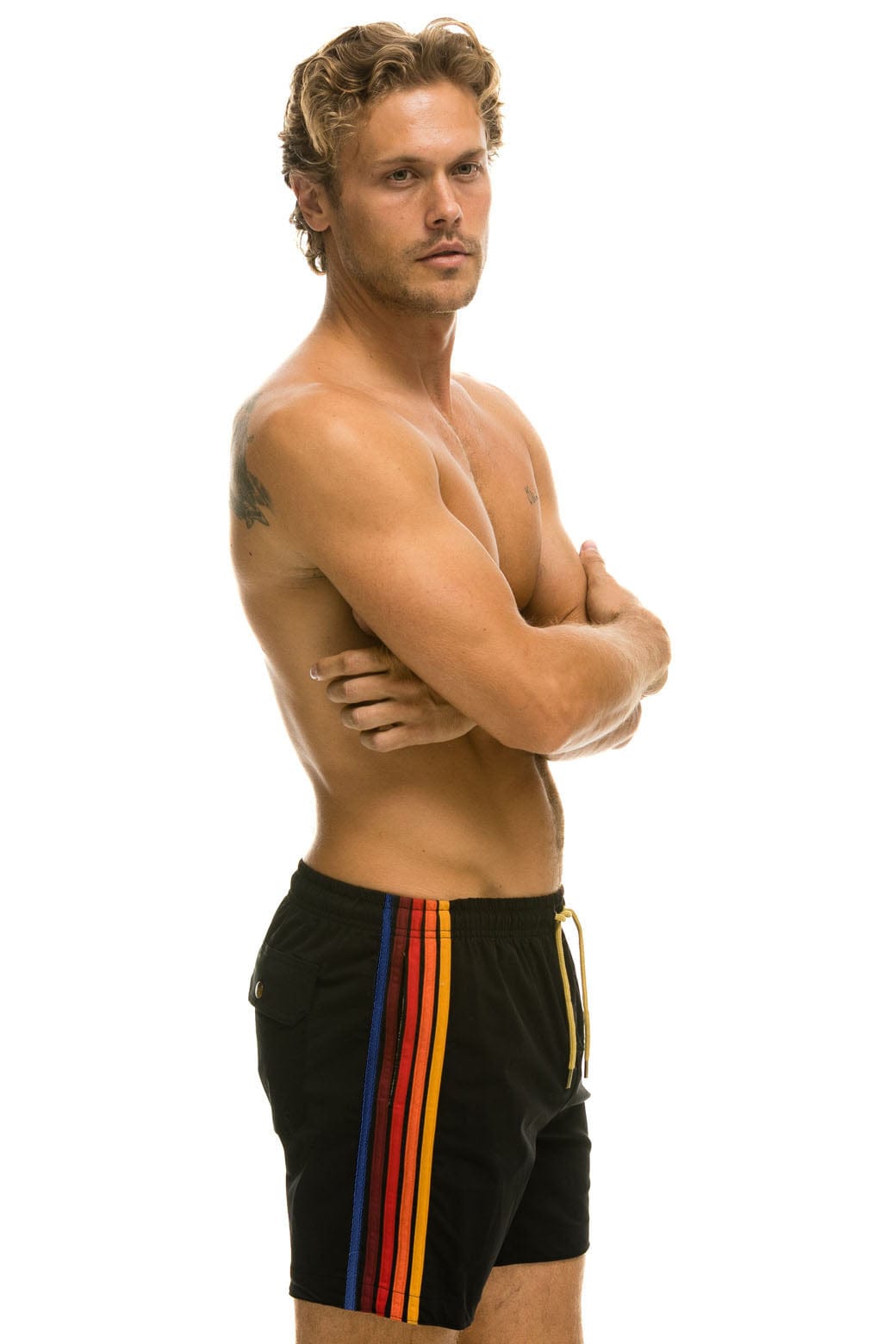 Classic MENS 5 STRIPE FLEX SHORTS - BLACK