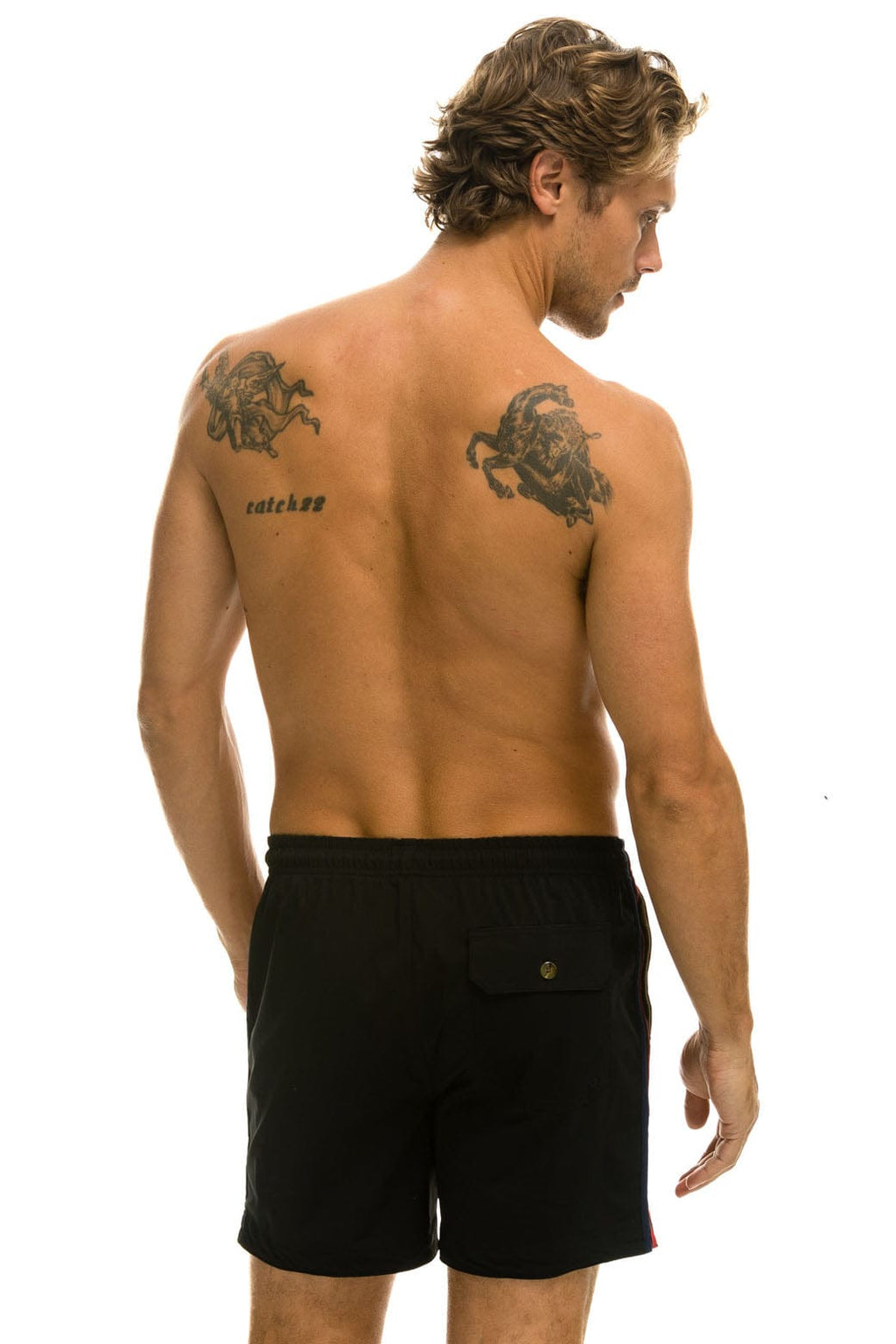 Classic MENS 5 STRIPE FLEX SHORTS - BLACK