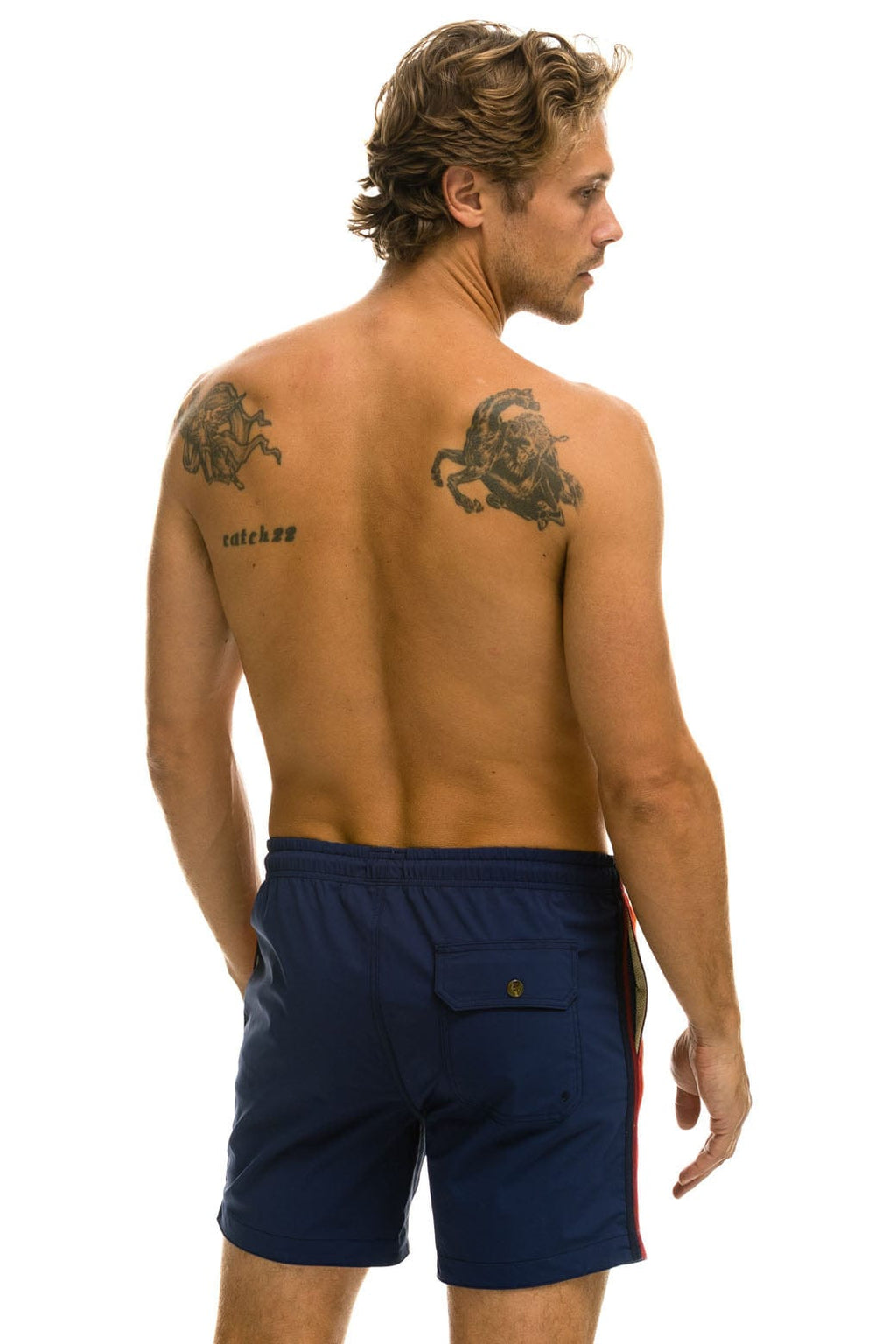 Classic MENS 5 STRIPE FLEX SHORTS - NAVY