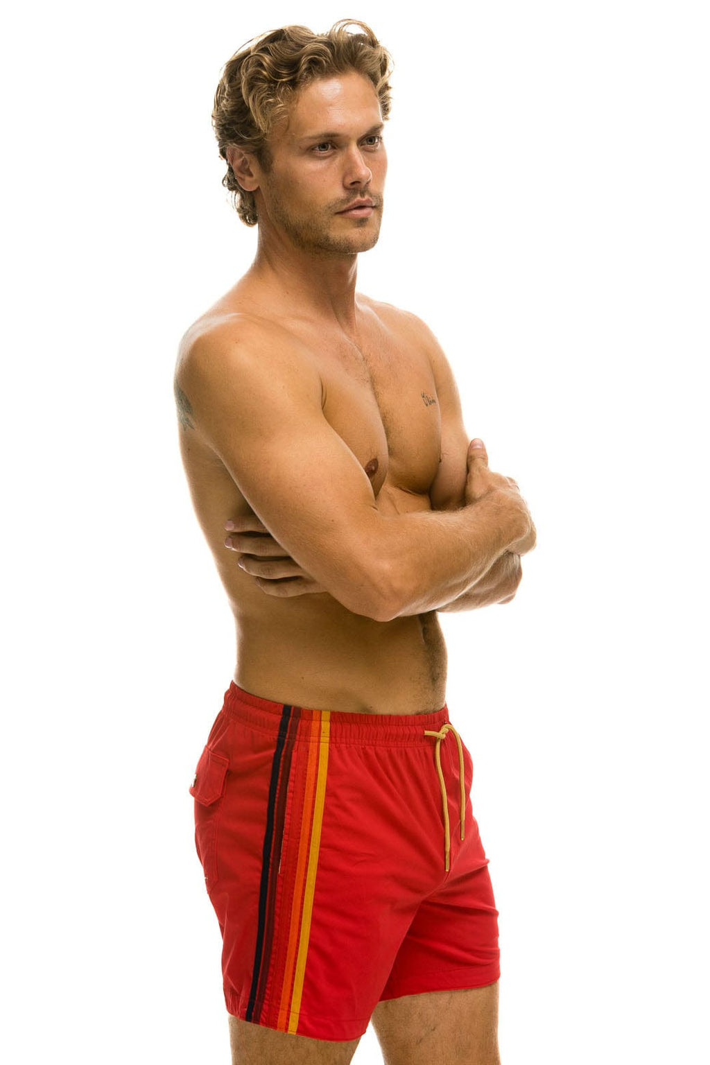 Classic MENS 5 STRIPE FLEX SHORTS - RED