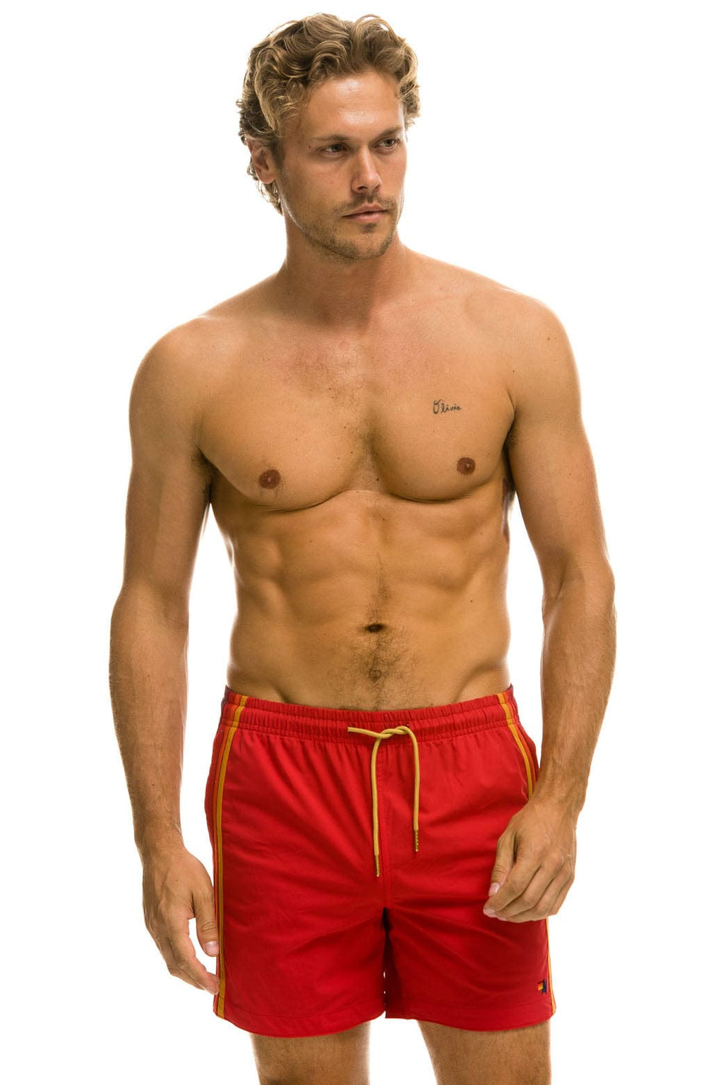 Classic MENS 5 STRIPE FLEX SHORTS - RED