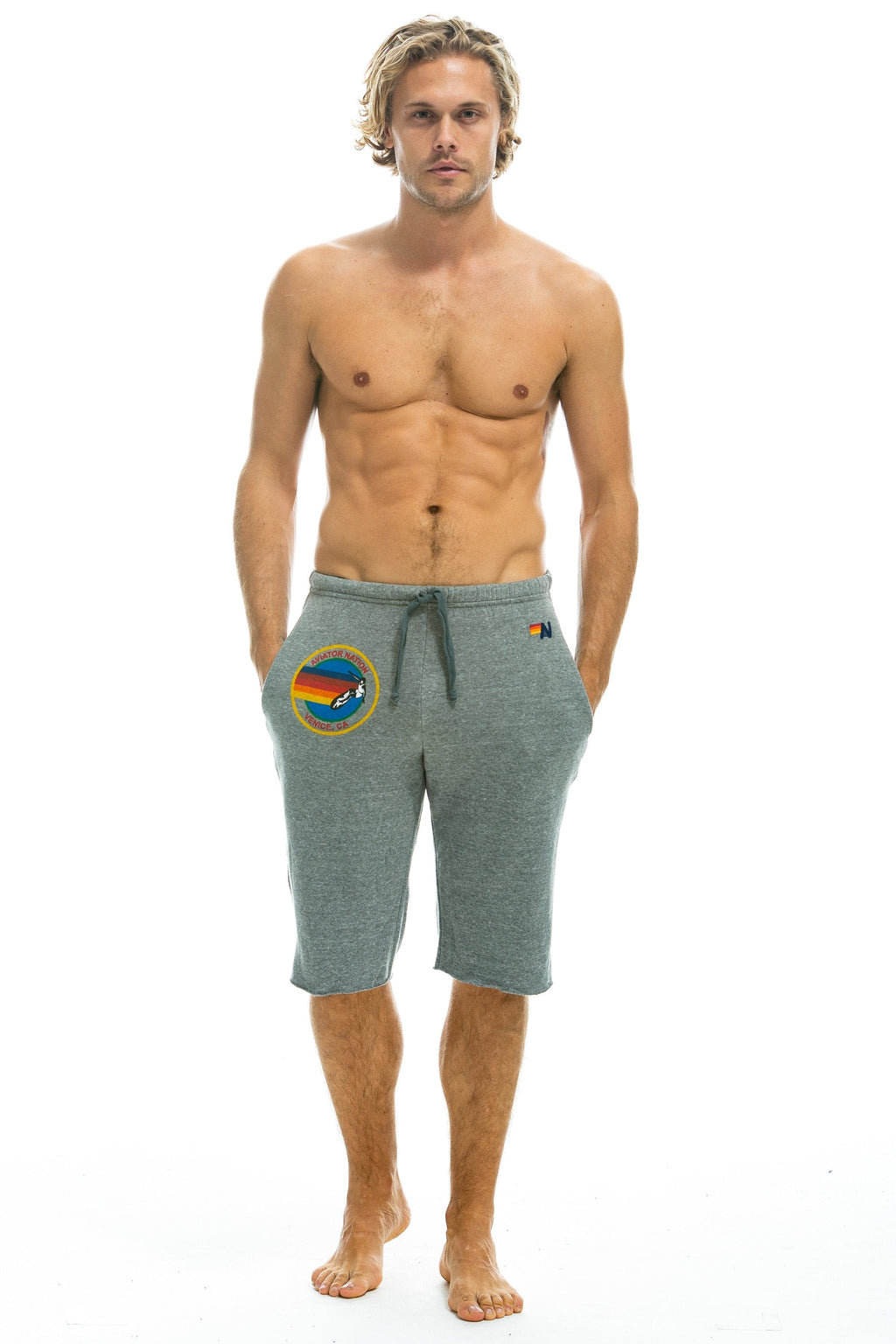 Classic AVIATOR NATION VENICE SWEATSHORTS - HEATHER GREY