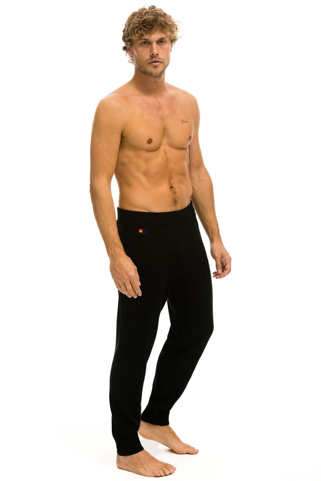 Classic MENS BOLT CASHMERE LIGHT SWEATER PANT - BLACK WHITE BOLT