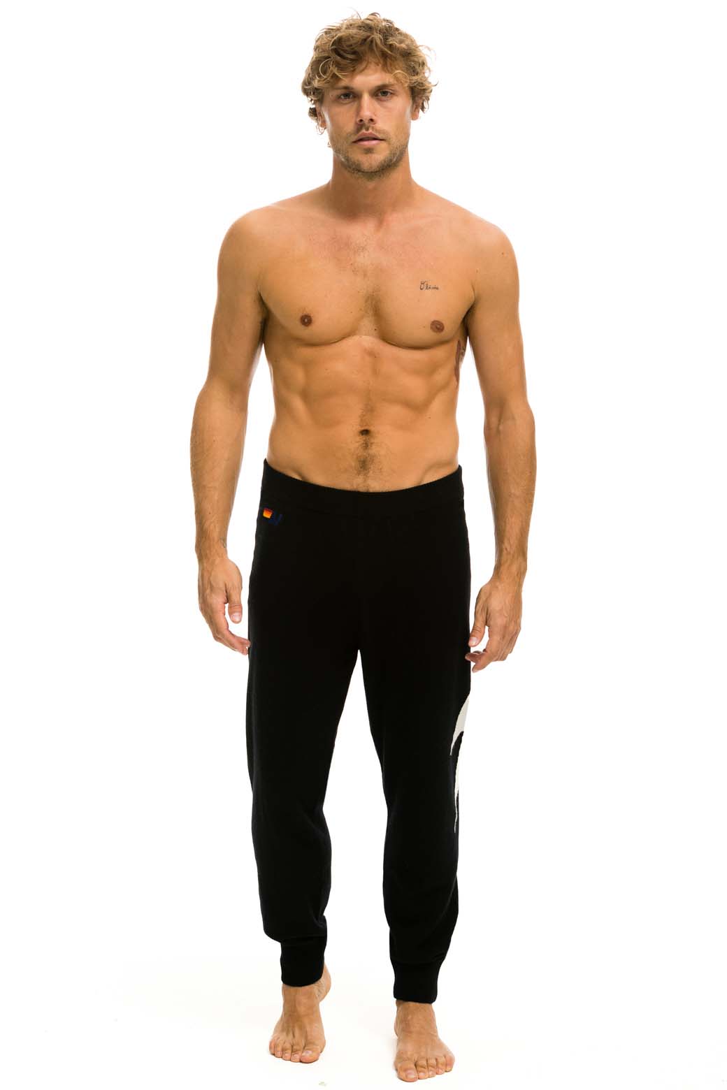 Classic MENS BOLT CASHMERE LIGHT SWEATER PANT - BLACK WHITE BOLT