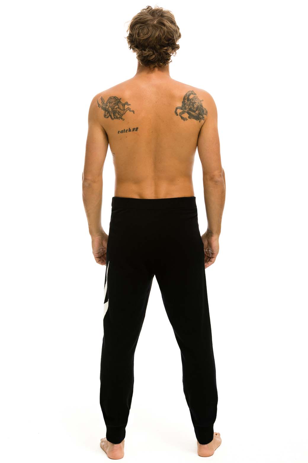 Classic MENS BOLT CASHMERE LIGHT SWEATER PANT - BLACK WHITE BOLT