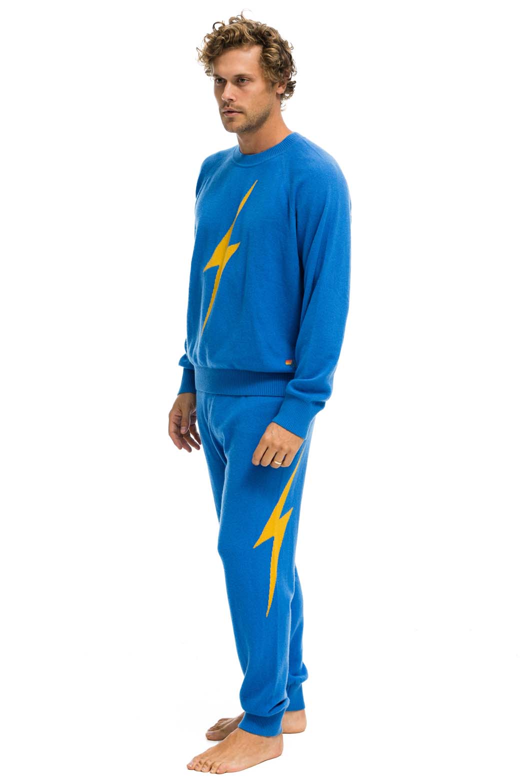 Classic MENS BOLT CASHMERE LIGHT SWEATER PANT - VINTAGE BLUE GOLD BOLT