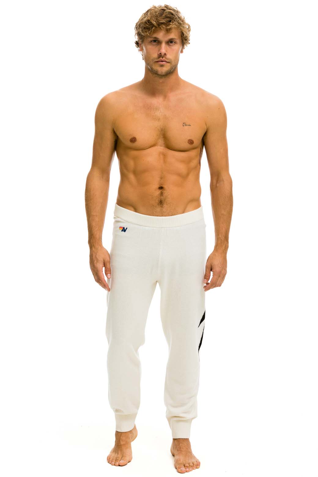 Classic MENS BOLT CASHMERE LIGHT SWEATER PANT - VINTAGE WHITE BLACK BOLT