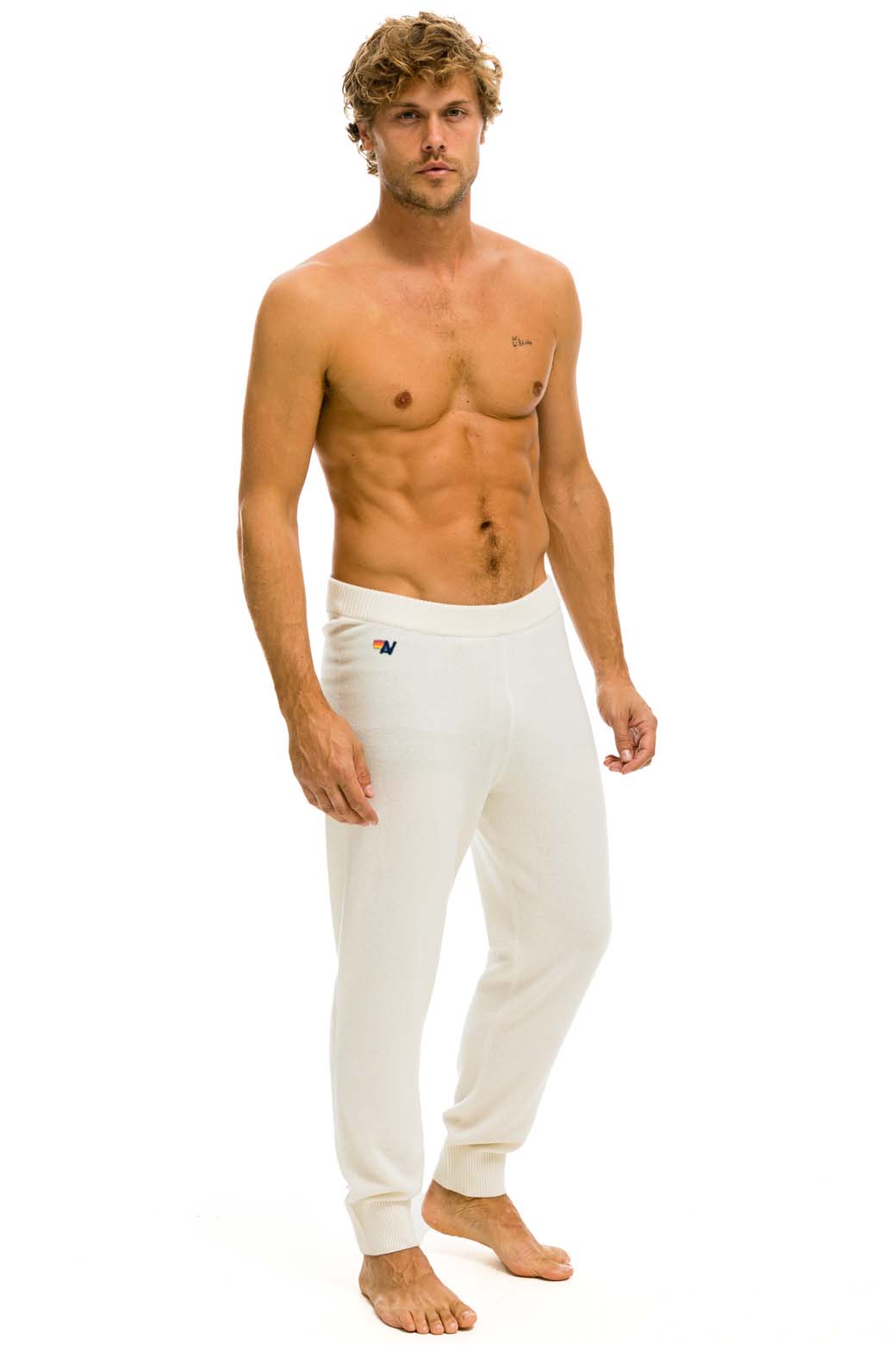 Classic MENS BOLT CASHMERE LIGHT SWEATER PANT - VINTAGE WHITE BLACK BOLT