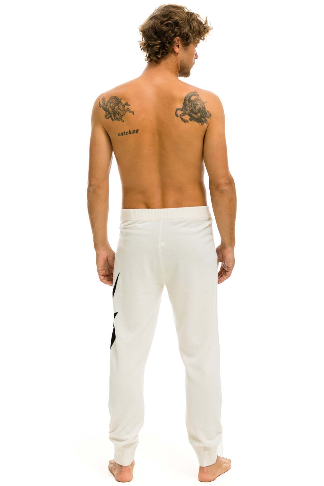 Classic MENS BOLT CASHMERE LIGHT SWEATER PANT - VINTAGE WHITE BLACK BOLT