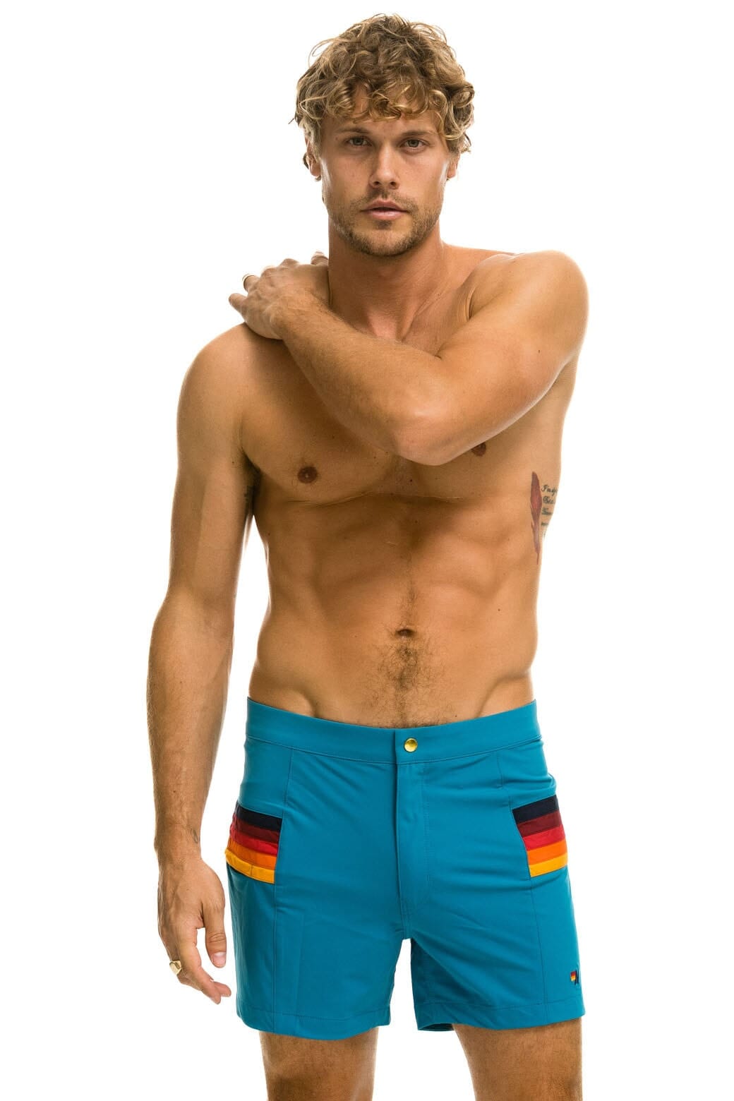 Classic MENS HORIZONTAL 5 STRIPE FLEX SHORTS - ANTIGUA