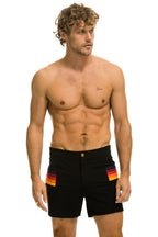 Classic MENS HORIZONTAL 5 STRIPE FLEX SHORTS - BLACK