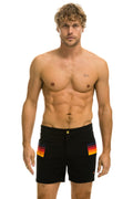 Classic MENS HORIZONTAL 5 STRIPE FLEX SHORTS - BLACK