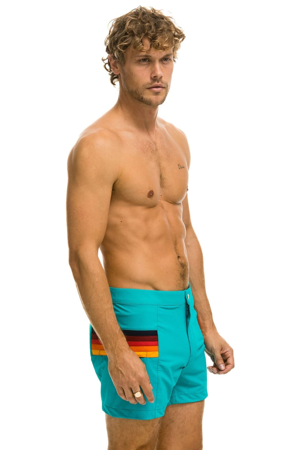 Classic MENS HORIZONTAL 5 STRIPE FLEX SHORTS - JADE
