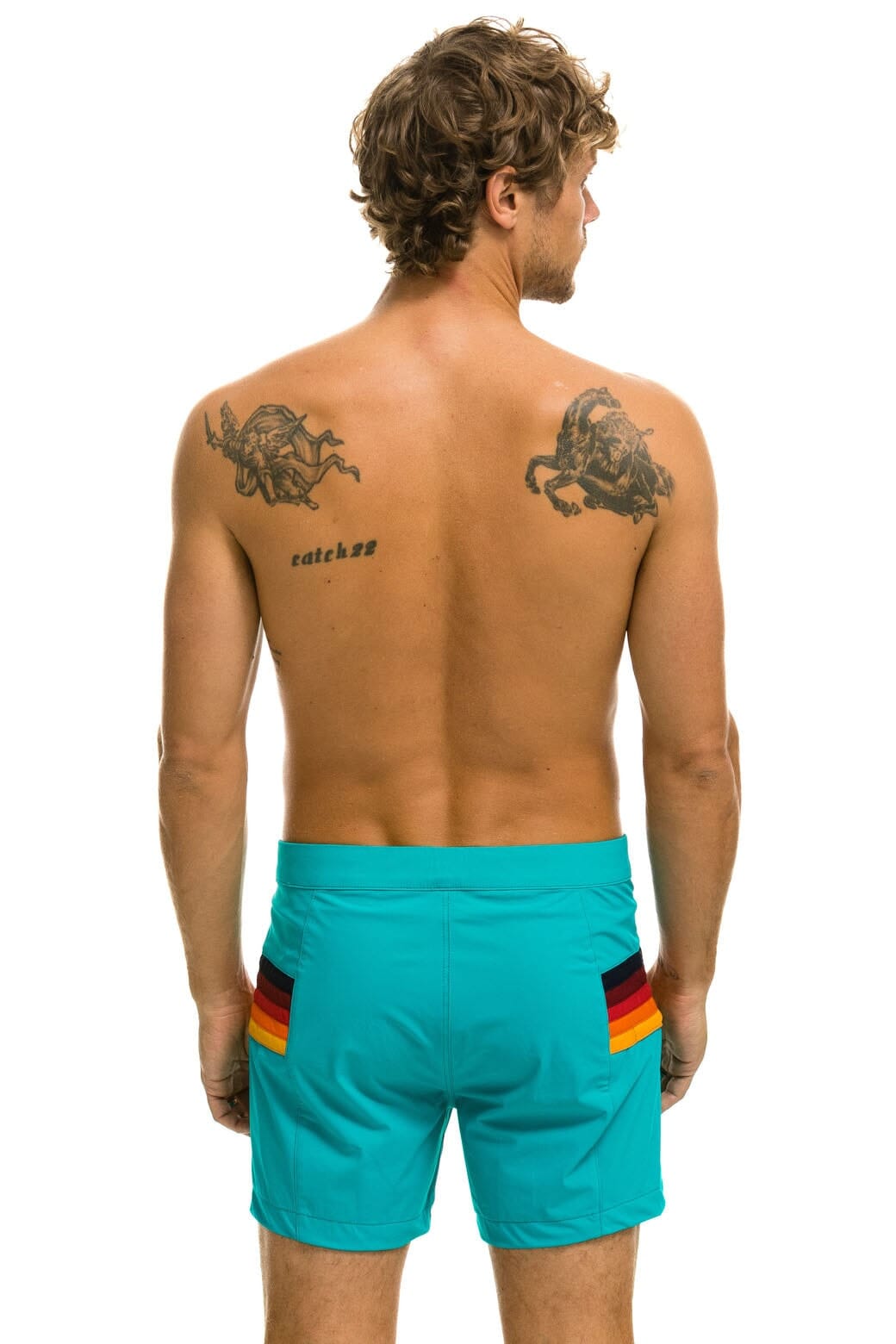 Classic MENS HORIZONTAL 5 STRIPE FLEX SHORTS - JADE