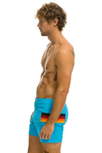 Classic MENS HORIZONTAL 5 STRIPE FLEX SHORTS - NEON BLUE