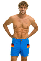 Classic MENS HORIZONTAL 5 STRIPE FLEX SHORTS - PARROT BLUE