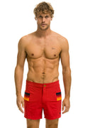Classic MENS HORIZONTAL 5 STRIPE FLEX SHORTS - RED