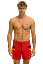 Classic MENS HORIZONTAL 5 STRIPE FLEX SHORTS - RED