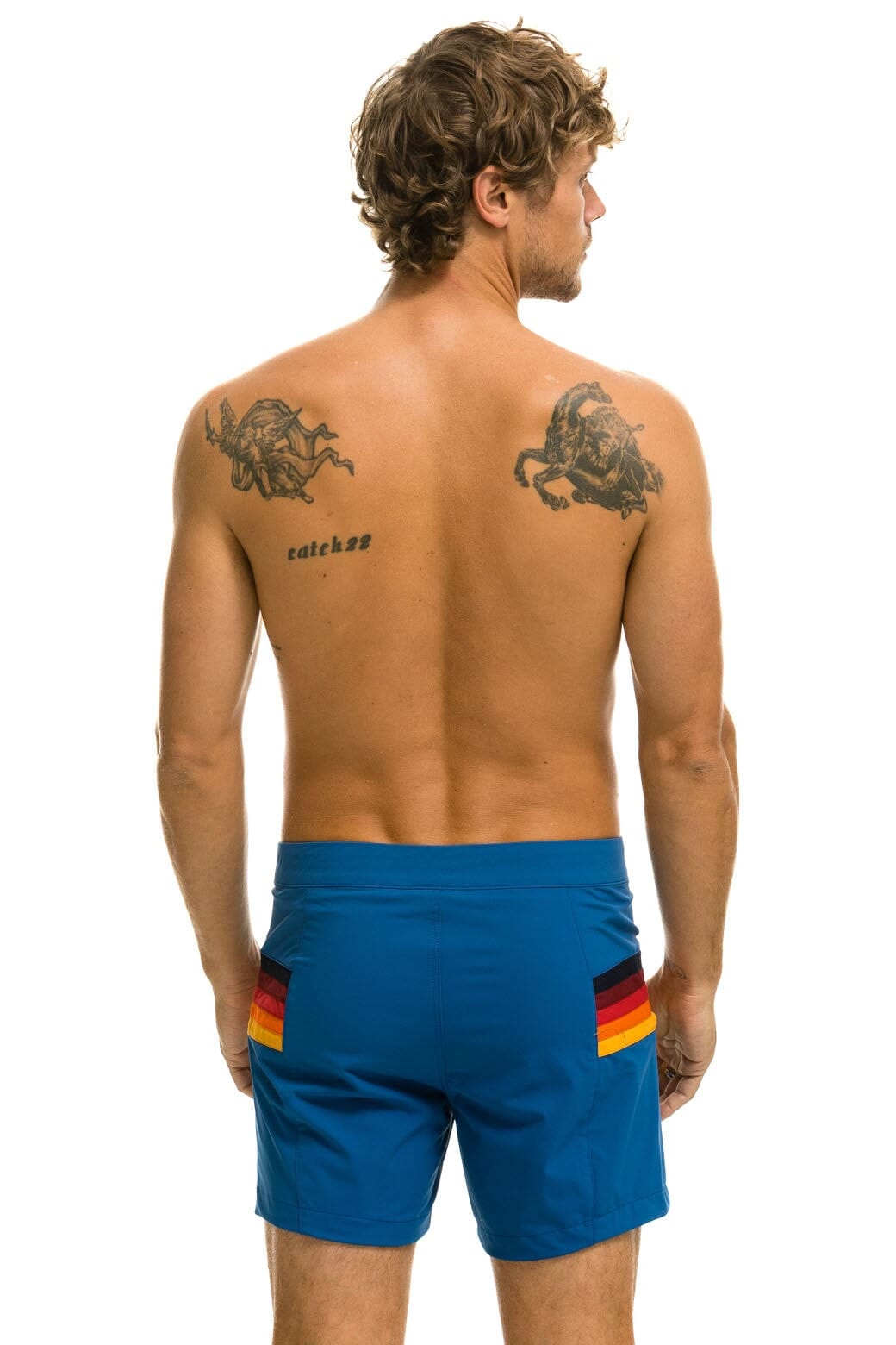 Classic MENS HORIZONTAL 5 STRIPE FLEX SHORTS - SEA