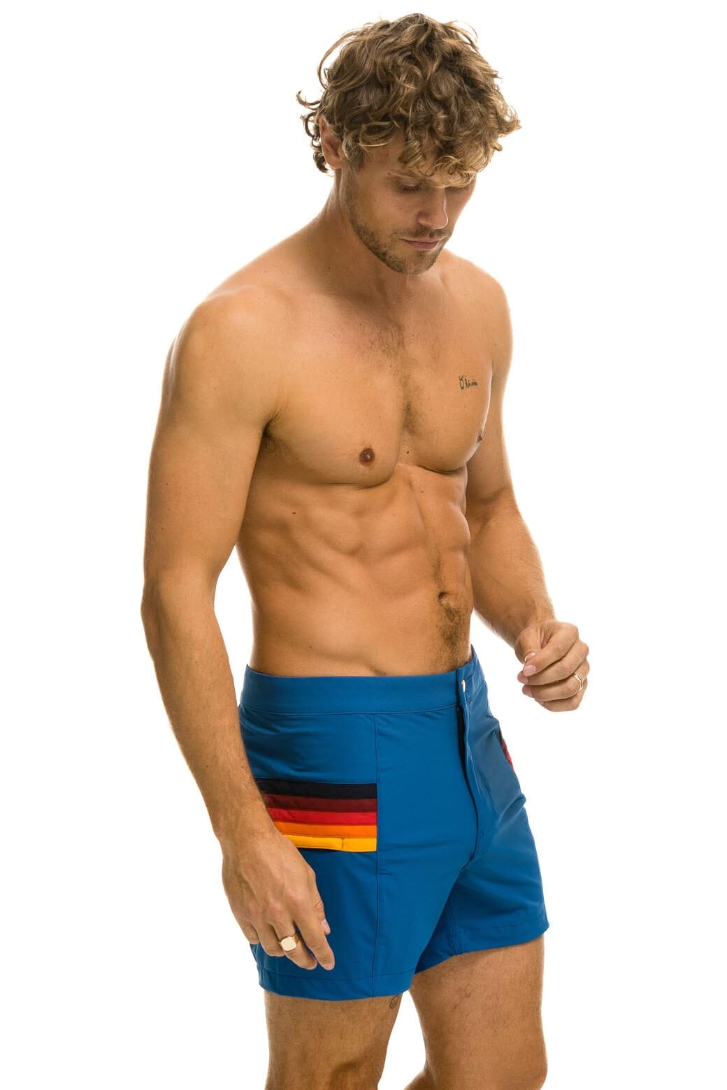 Classic MENS HORIZONTAL 5 STRIPE FLEX SHORTS - SEA