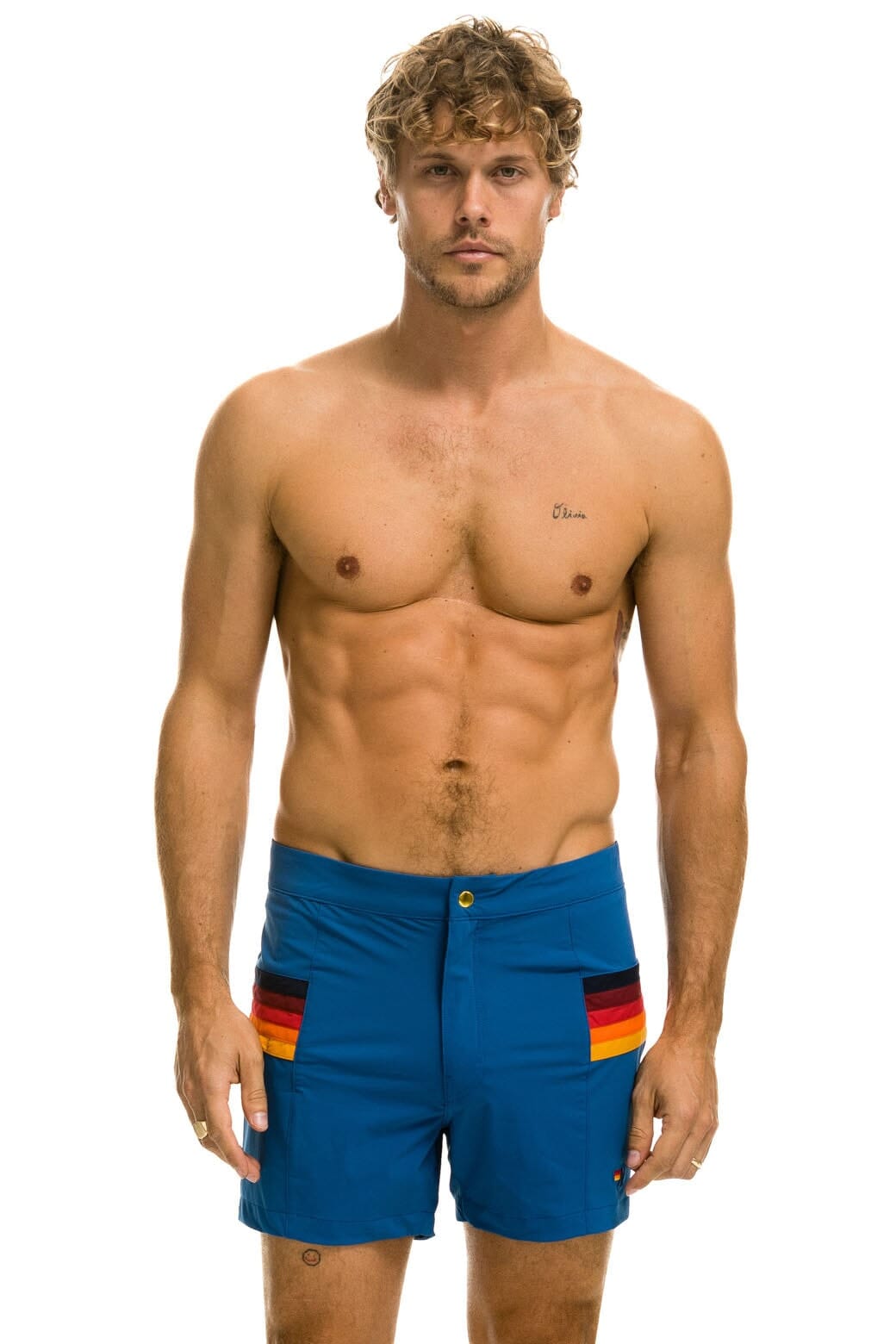 Classic MENS HORIZONTAL 5 STRIPE FLEX SHORTS - SEA