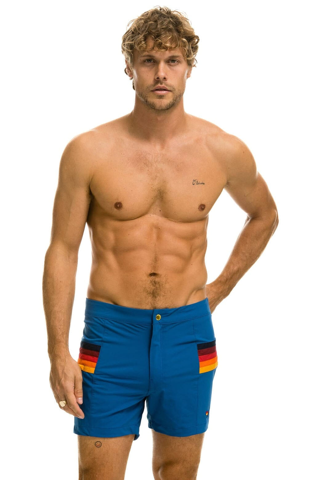 Classic MENS HORIZONTAL 5 STRIPE FLEX SHORTS - SEA