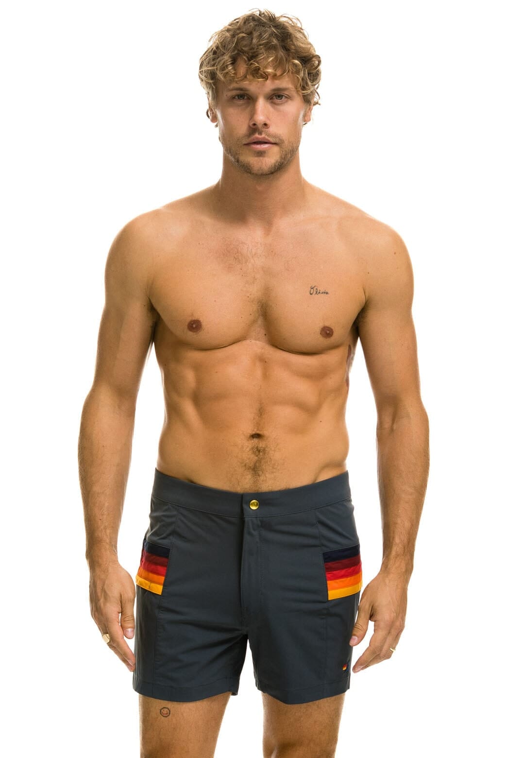 Classic MENS HORIZONTAL 5 STRIPE FLEX SHORTS - TITANIUM
