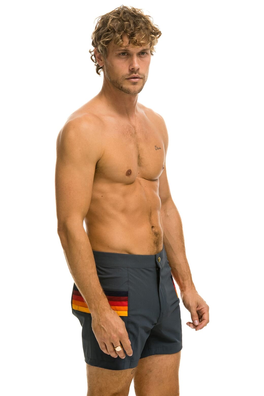 Classic MENS HORIZONTAL 5 STRIPE FLEX SHORTS - TITANIUM