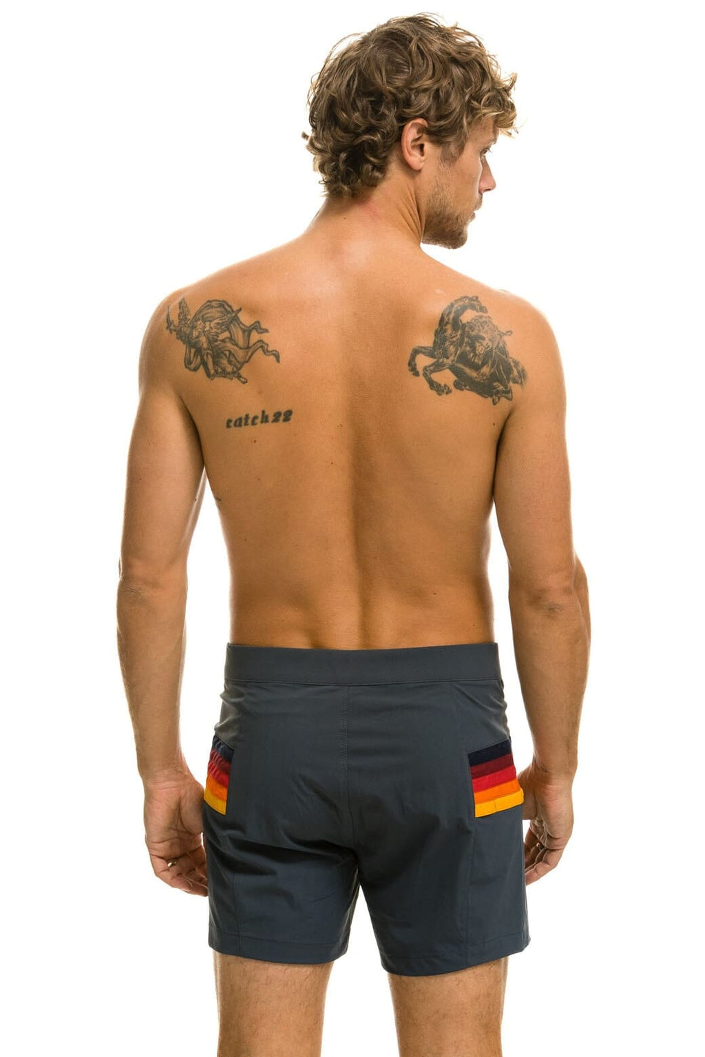 Classic MENS HORIZONTAL 5 STRIPE FLEX SHORTS - TITANIUM