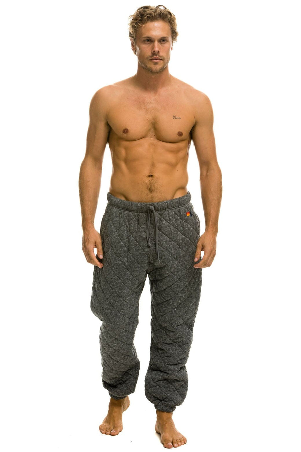 Classic QUILTED SWEATPANTS - HEATHER GREY