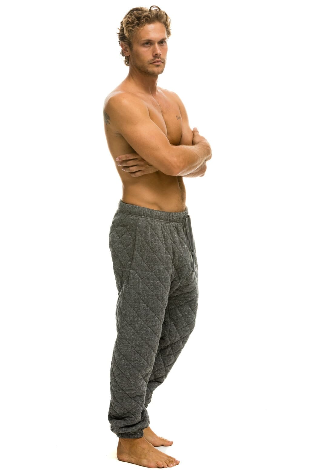 Classic QUILTED SWEATPANTS - HEATHER GREY