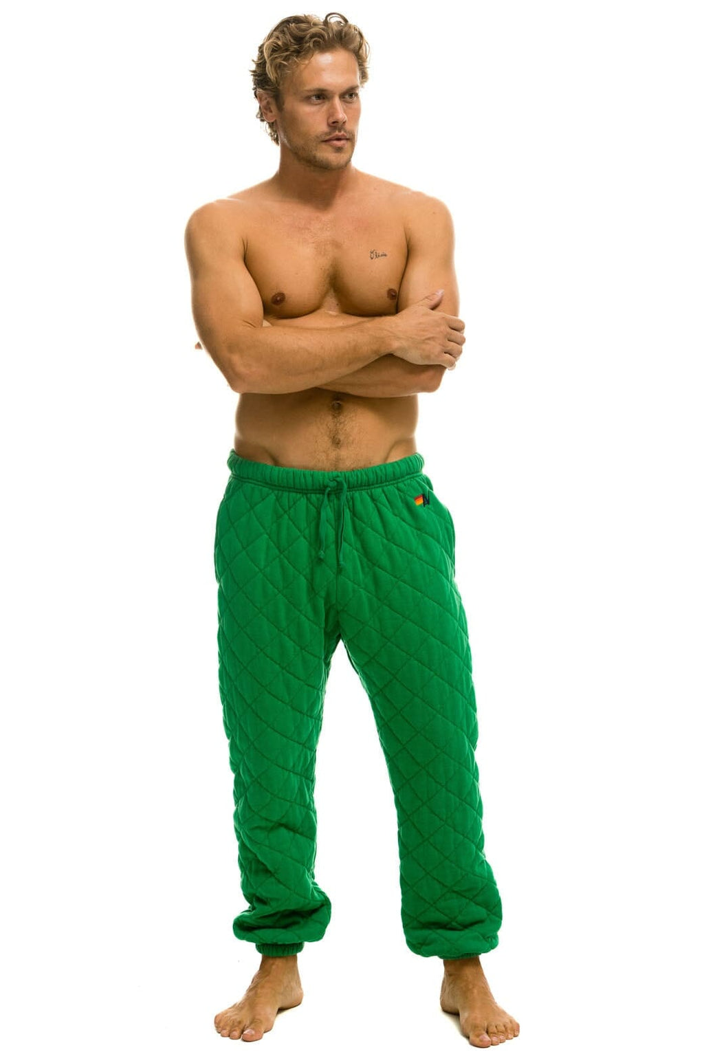 Classic QUILTED SWEATPANTS - KELLY GREEN