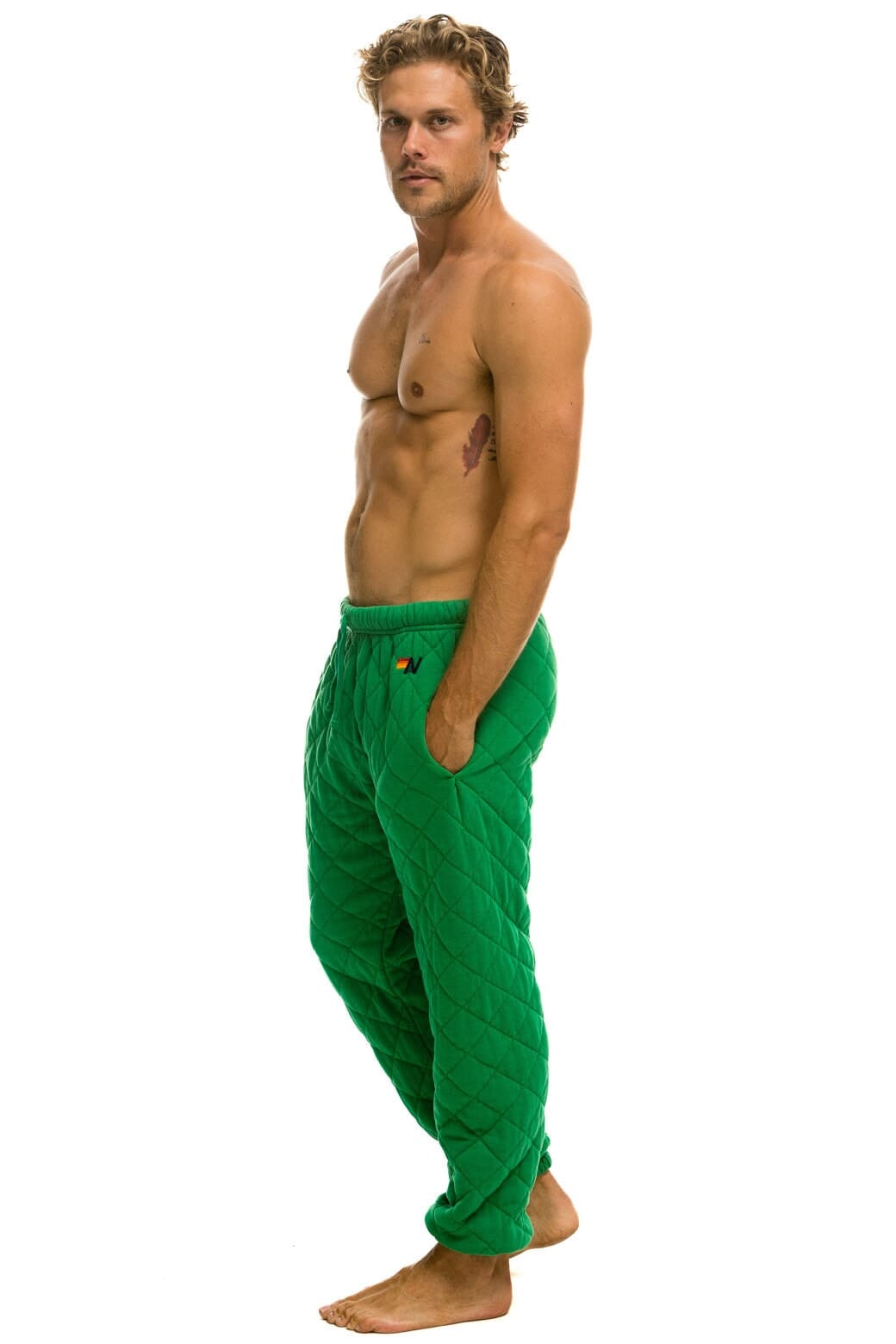 Classic QUILTED SWEATPANTS - KELLY GREEN