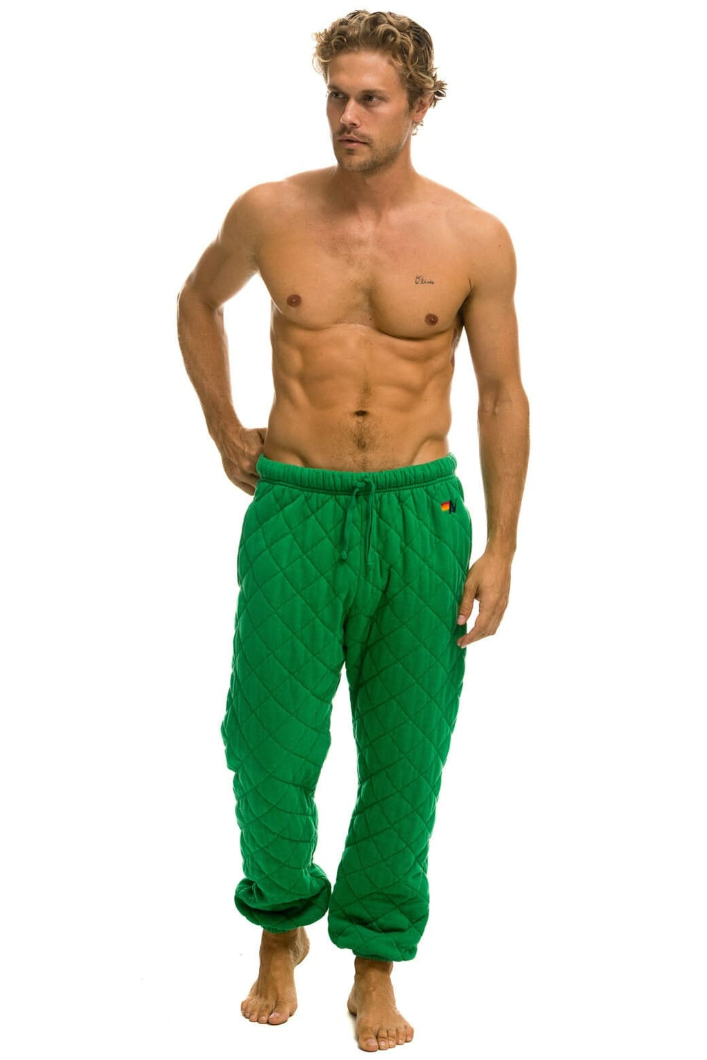 Classic QUILTED SWEATPANTS - KELLY GREEN