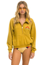 Classic MOUNTAIN EMBROIDERY HALF ZIP SWEATSHIRT - KHAKI