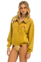 Classic MOUNTAIN EMBROIDERY HALF ZIP SWEATSHIRT - KHAKI