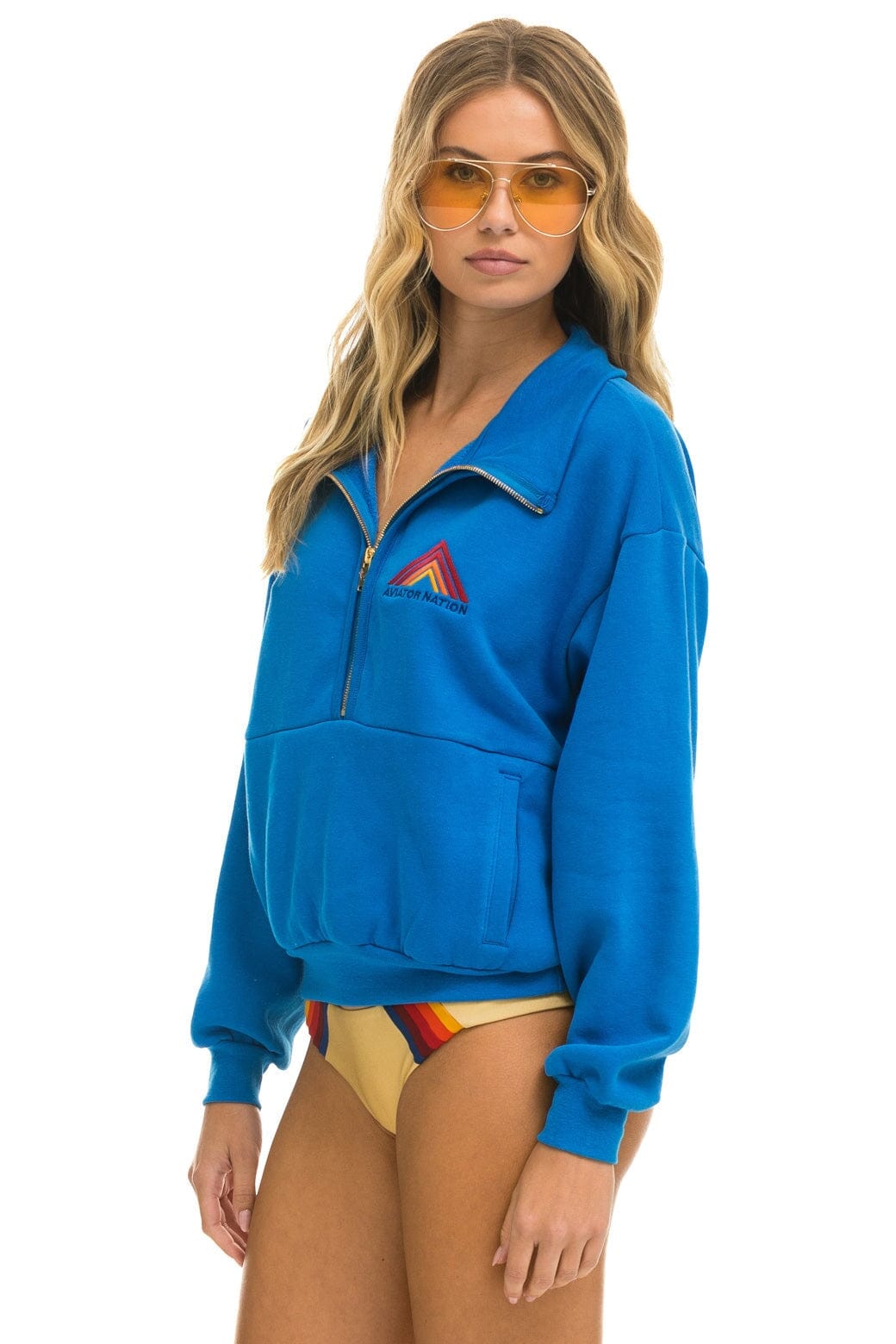 Classic MOUNTAIN EMBROIDERY HALF ZIP SWEATSHIRT - OCEAN