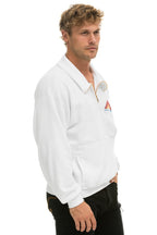 Classic MOUNTAIN EMBROIDERY HALF ZIP SWEATSHIRT - WHITE
