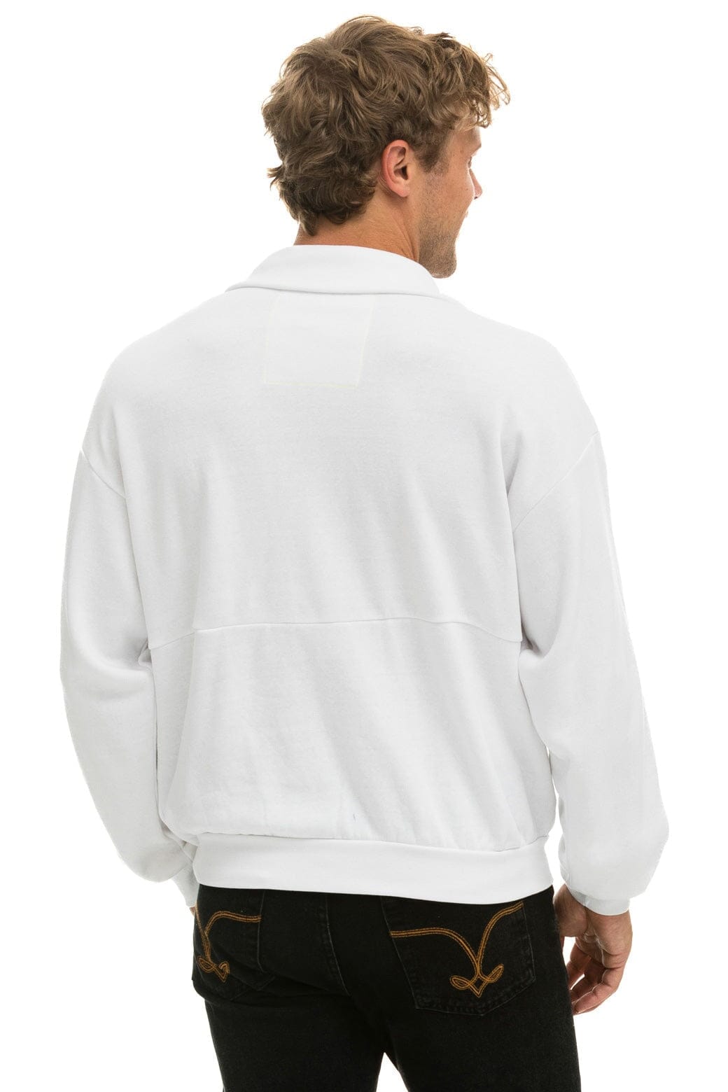 Classic MOUNTAIN EMBROIDERY HALF ZIP SWEATSHIRT - WHITE