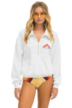 Classic MOUNTAIN EMBROIDERY HALF ZIP SWEATSHIRT - WHITE