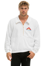 Classic MOUNTAIN EMBROIDERY HALF ZIP SWEATSHIRT - WHITE