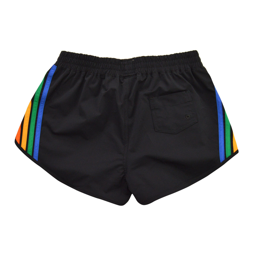 Classic WOMENS 5 STRIPE FLEX BOARD SHORTS - BLACK RAINBOW