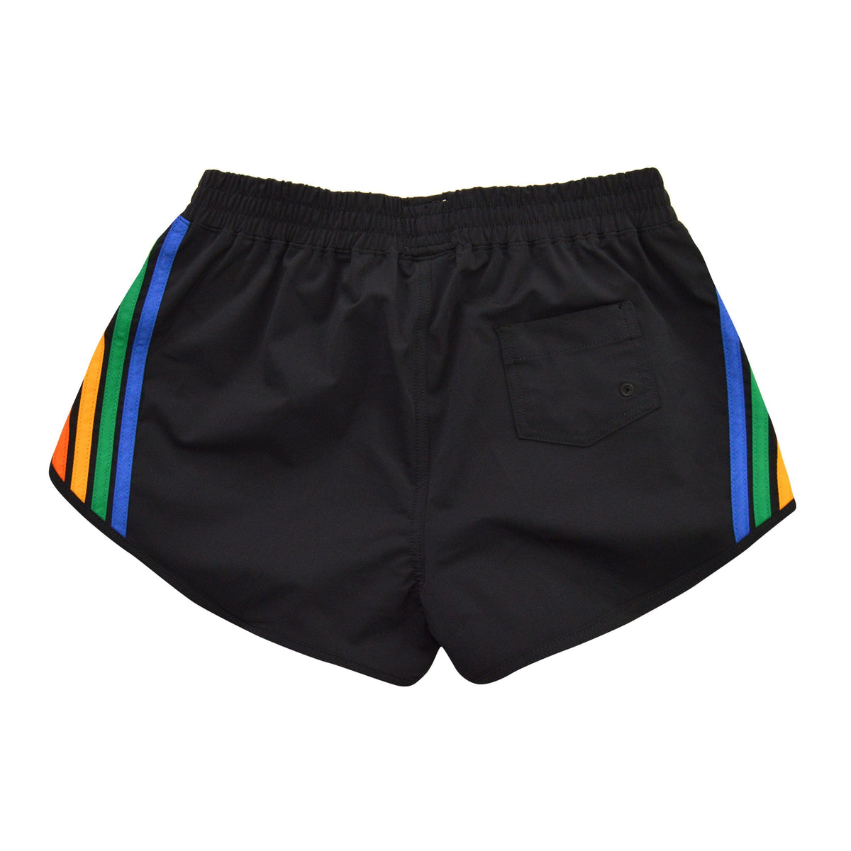 Classic WOMENS 5 STRIPE FLEX BOARD SHORTS - BLACK RAINBOW