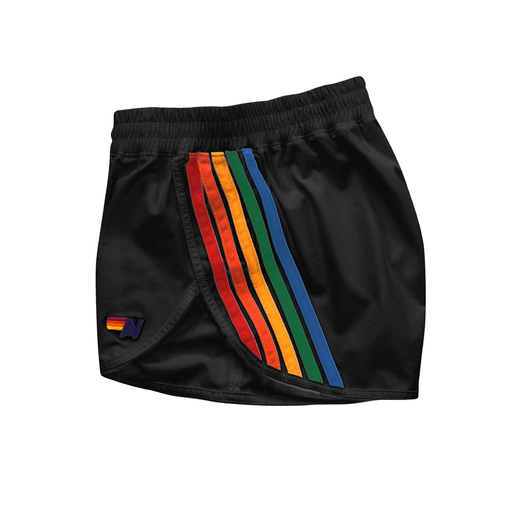Classic WOMENS 5 STRIPE FLEX BOARD SHORTS - BLACK RAINBOW
