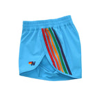 Classic WOMENS 5 STRIPE FLEX BOARD SHORTS - NEON BLUE RAINBOW