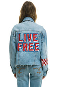 Classic LIVE FREE OVERSIZED CROP DENIM JACKET - SUPER LIGHT