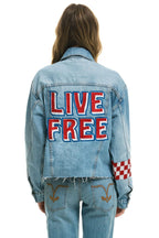 Classic LIVE FREE OVERSIZED CROP DENIM JACKET - SUPER LIGHT