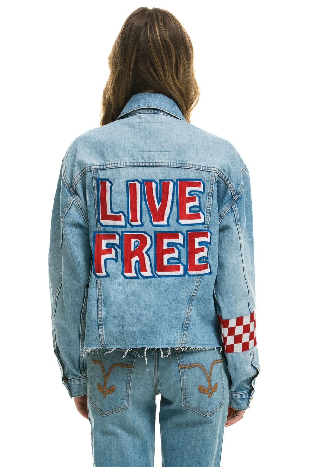 Classic LIVE FREE OVERSIZED CROP DENIM JACKET - SUPER LIGHT